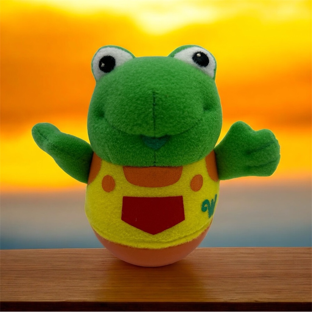 Uggie Mini Weebles Pals green frog 5" vintage Playskool plush plastic HTF 2004